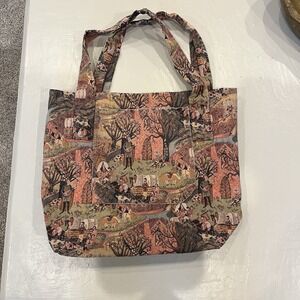 Vintage Tapestry Shoulder Bag With Pocket Big Space Unique 1 Of A Kind Has Flaw